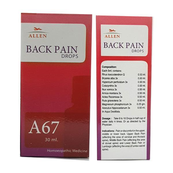 Allen A67 Back Pain Drops 30 ml - Homeopathic Drops