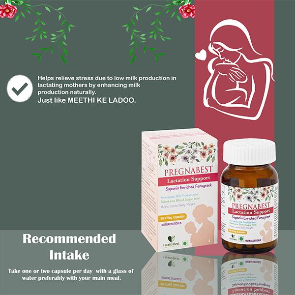 HealthBest Pregnabest Lactation Support Veg Capsule 60's - Multi-Vitamins
