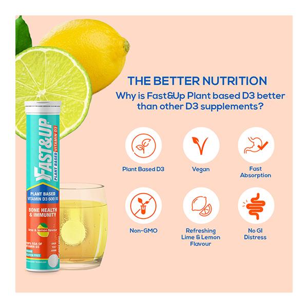 Fast&Up Plant Based Vitamin D3 Tablet - Lime & Lemon 25's - Multi-Vitamins