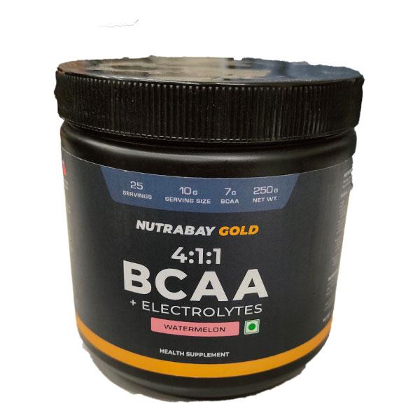 Netmeds | Nutrabay Gold BCAA + Electrolytes Powder - Watermelon (25 Servings) 250 gm