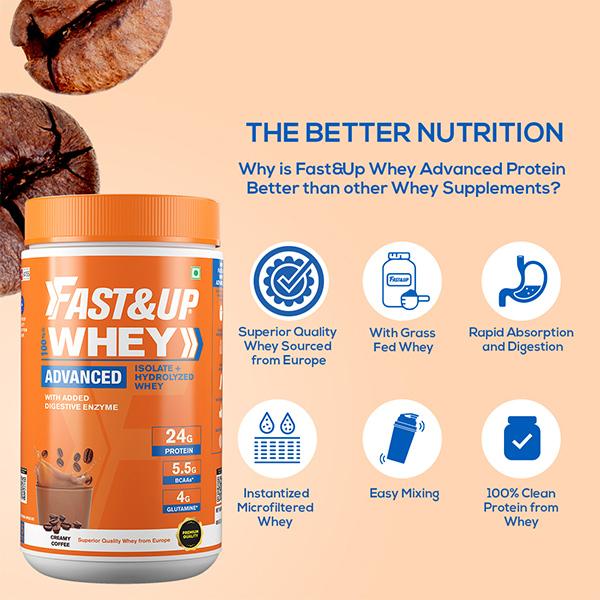 Fast&Up Whey Advanced Powder - Creamy Coffee Flavour 1.01 lb - Whey Proteins