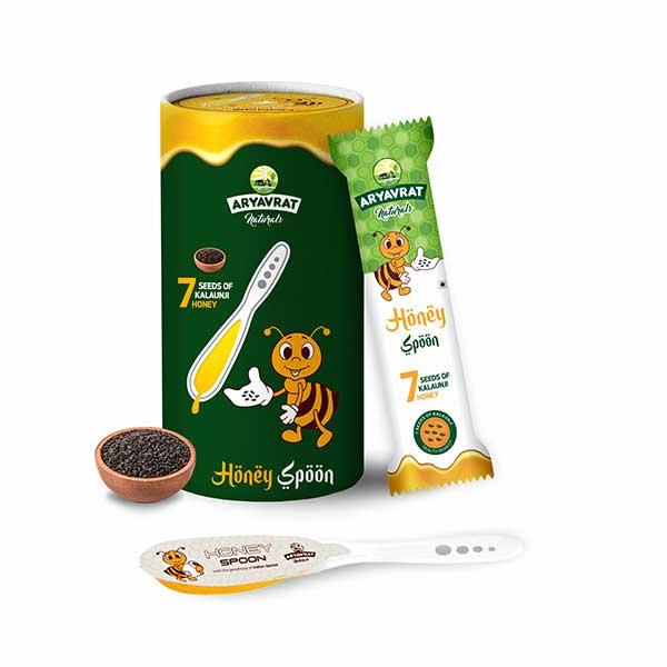 Aryavrat Naturals Honey Spoon - 7 Seeds of Kalounji (Pack of 10's) - Honey