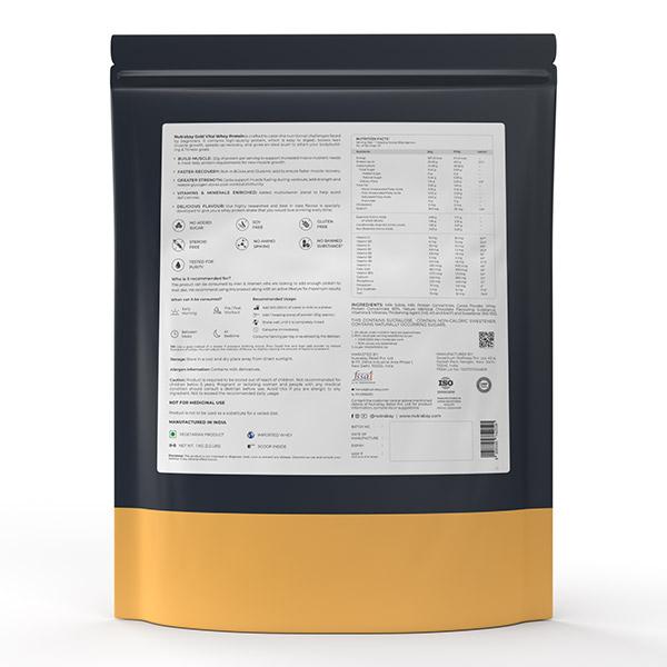 Nutrabay Gold Vital Whey Protein Powder - Belgian Chocolate 1 kg - Whey Proteins