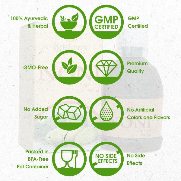 Krishna's Herbal & Ayurveda Noni (Sugar Free) Juice 400 ml - Ayurvedic Juices