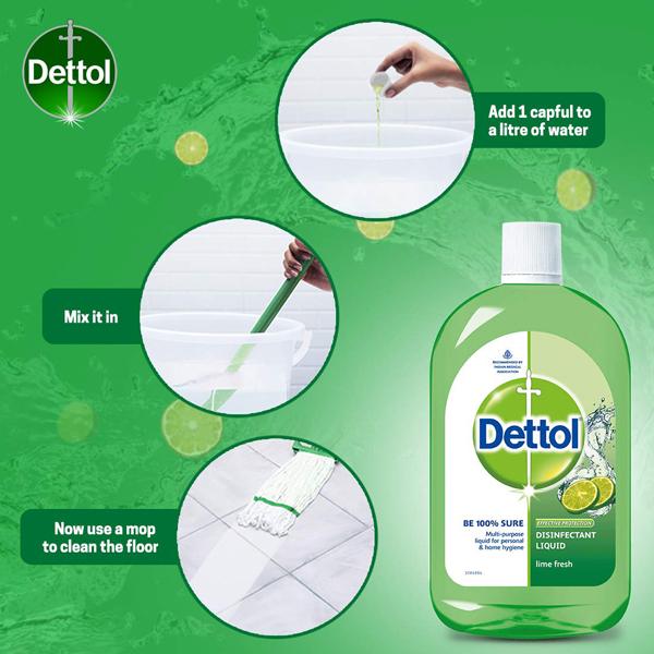Dettol Effective Protection Disinfectant Liquid - Lime Fresh 1000 ml - Hand Sanitizer