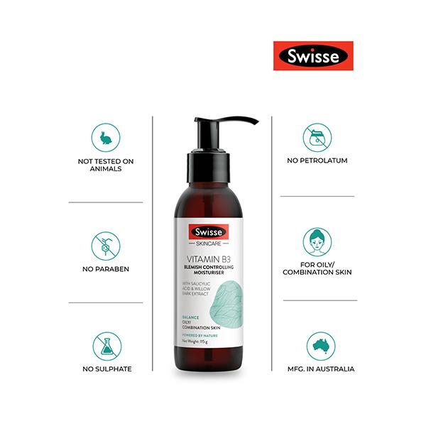 Swisse SC Vitamin B3 Blemish Controlling Moisturiser 115 gm - Face Creams