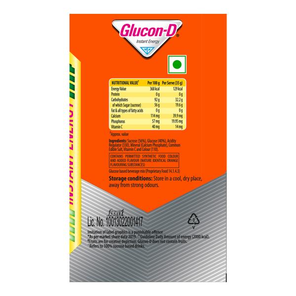 Glucon-D Instant Energy Powder - Tangy Orange (Jar) 400 gm - Energy Drinks