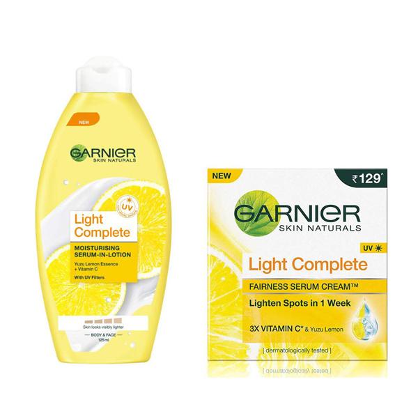 Netmeds | Garnier Skin Naturals Light Complete Fairness Serum Cream UV 45 gm + Moisturising Serum-in-Lotion 125 ml