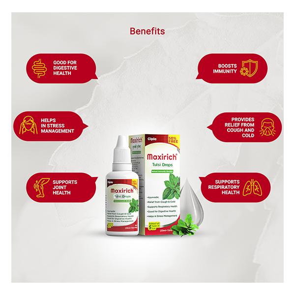 Maxirich Tulsi Drops 30 ml - Cough Syrup