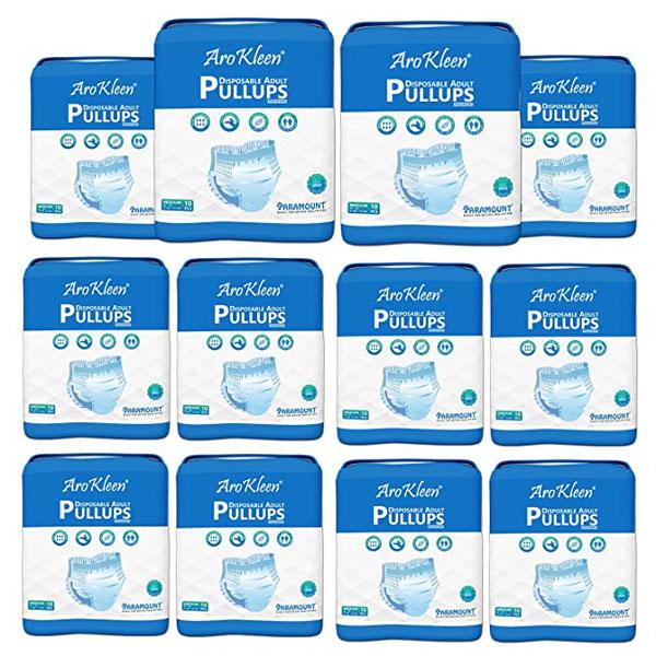 AroKleen Premium Pull Ups Disposable Adult Diaper (M) (61 cm - 115 cm) (Pack of 12 x 10's) 1's - Adult Diapers & Pads