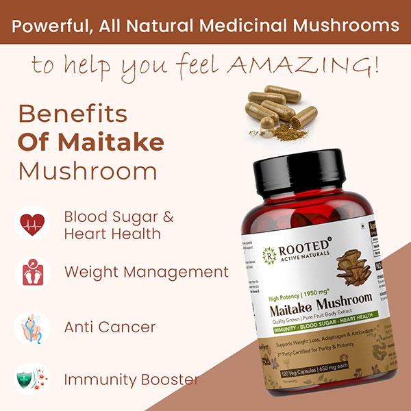 Rooted Active Naturals Maitake Mushroom Veg Capsule 120's - Pure Herbs