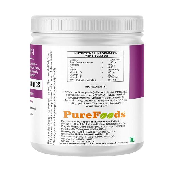 PureFoods Ultra Biotin Chewable Gummies - Strawberry Flavour 60's - Hair & Skin