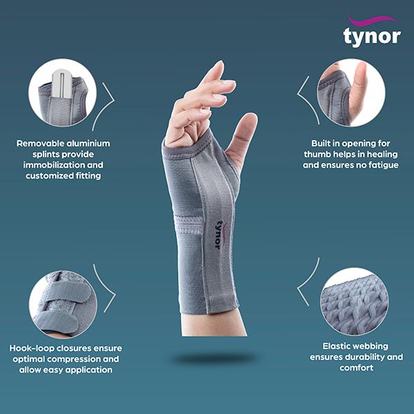 Tynor Elastic Wrist Splint (Left) (M) (E 01) - Hand/Wrist Supports