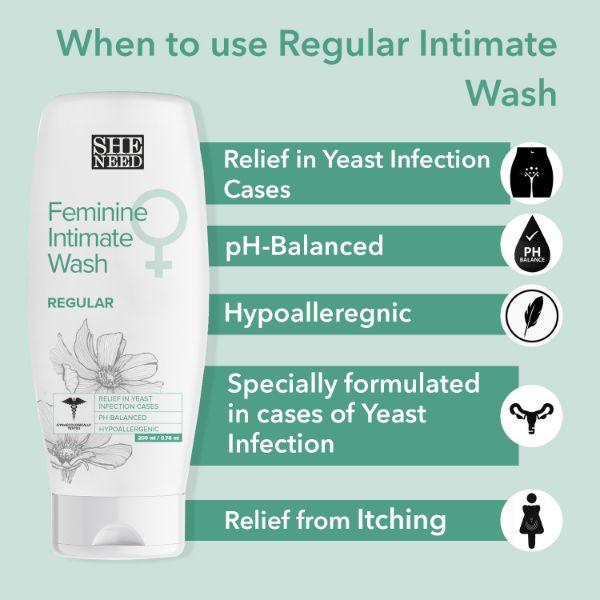 SheNeed Regular Feminine Intimate Wash 100% Natural with Thyme Extracts And Tea Tree Oil 200 ml - Intimate Care