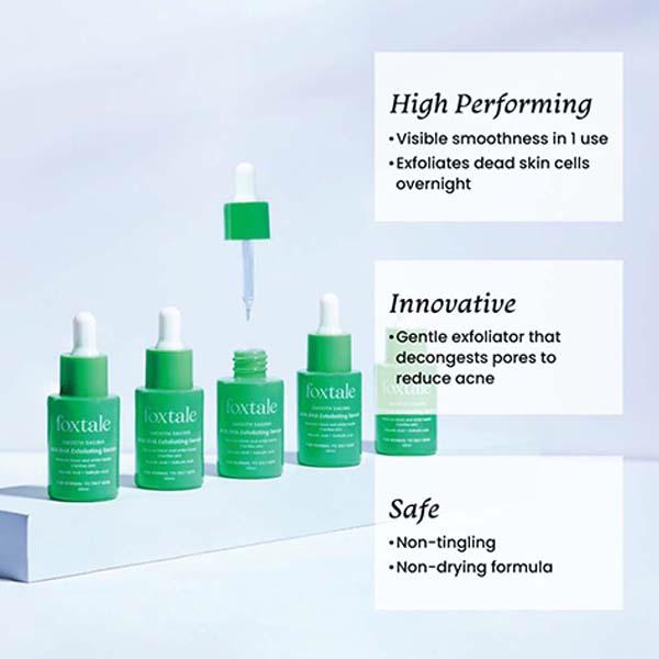 Foxtale Smooth Sailing Aha Bha Exfoliating Serum Reduces Excess Oil and Bumpy Texture 30 ml - Toners
