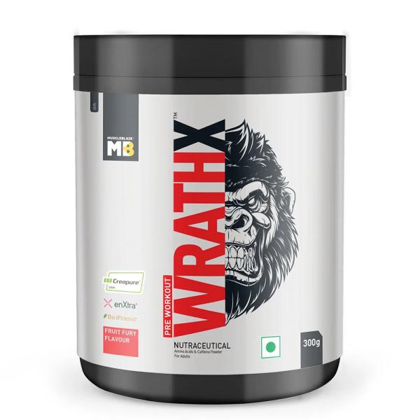 MuscleBlaze Pre Workout WrathX Powder - Fruit Fury 300 gm