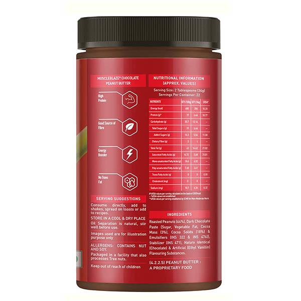 MuscleBlaze Chocolate Peanut Butter - Creamy 750 gm - Nutritional Bars