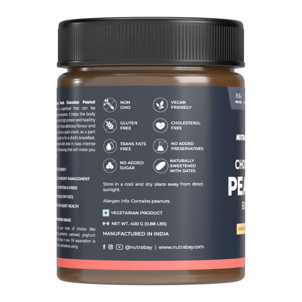 Nutrabay Foods Original Peanut Butter - Chocolate Intense, Creamy 400 gm - Weight Loss
