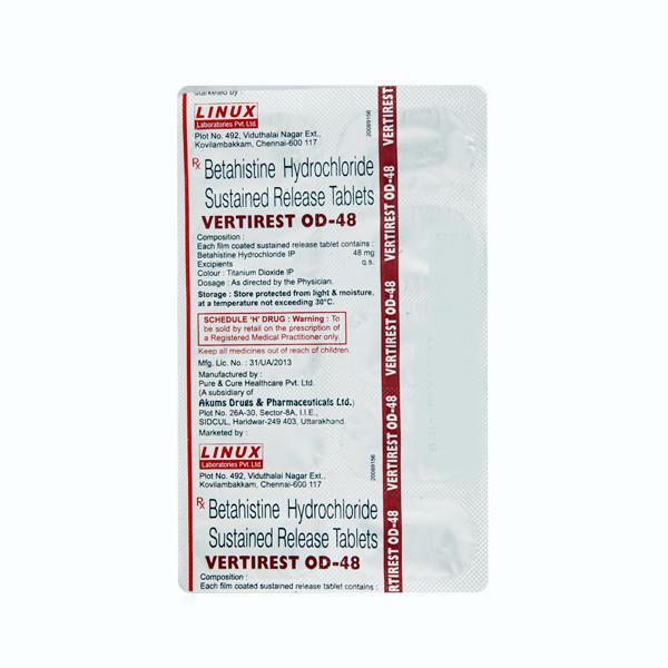 Vertirest OD 48mg Tablet 10'S - Vertigo-Ant