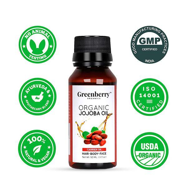 Greenberry Organics Organic Jojoba Oil 50 ml - Essential Oils