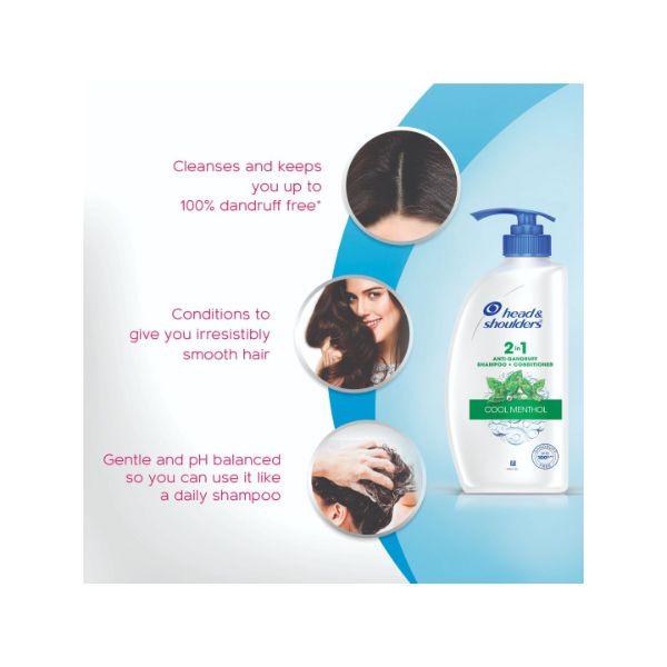 Head & Shoulders 2-in-1 Anti-Dandruff Shampoo + Conditioner - Cool Menthol 650 ml - Shampoos