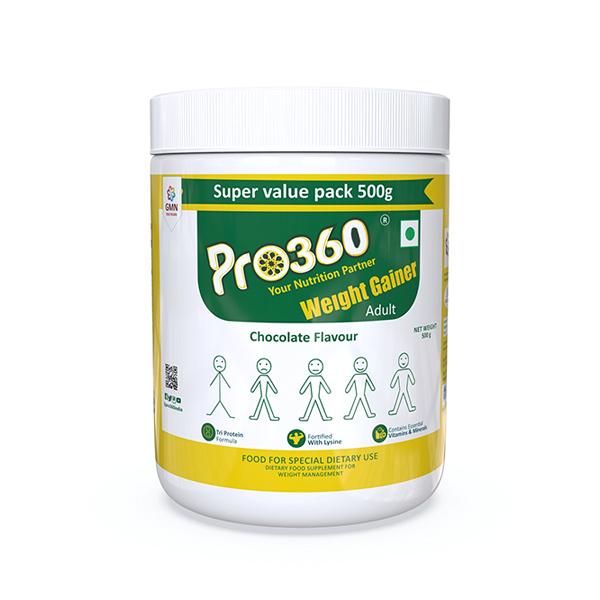 Pro360 Weight Gainer Adult Nutritional Powder - Chocolate Flavour 500 gm - Weight Gain