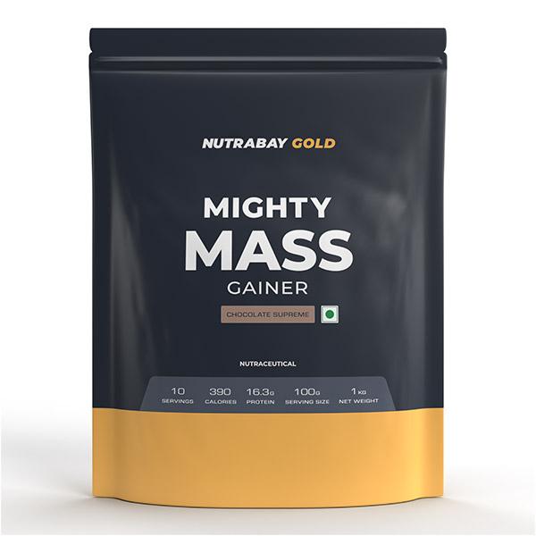 Netmeds | Nutrabay Mighty Mass Gainer Powder - Chocolate Supreme 1 kg