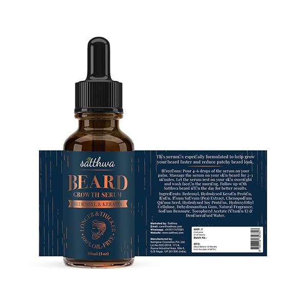 Satthwa Beard Growth Serum - Redensyl & Keratin 30 ml - Beard Serum