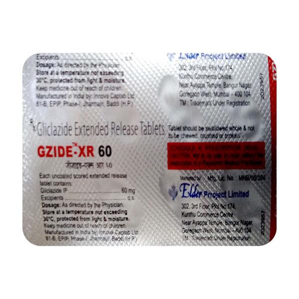 Gzide XR 60mg Tablet 10'S - Diabetes-Ant