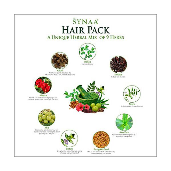 Synaa Hair Pack Powder (A Unique Herbal Mix of Nine Herbs) 200 gm - Hair Masks & Packs