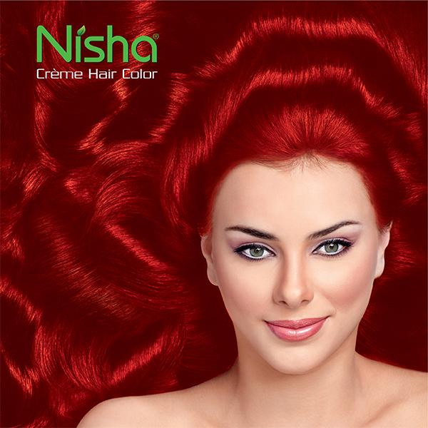 Nisha Creme Hair Color - Flame Red 60 gm - Crème