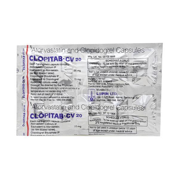 Clopitab CV 20mg Capsule 10'S - High Cholesterol-Dys