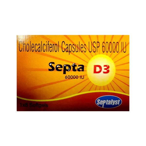 SEPTA D3 60000iu Capsule 8's - Supplements-Vit