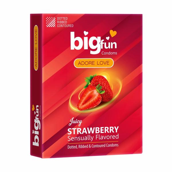 Bigfun Condoms - Juicy Strawberry 3's - Plain/Flavoured Condoms