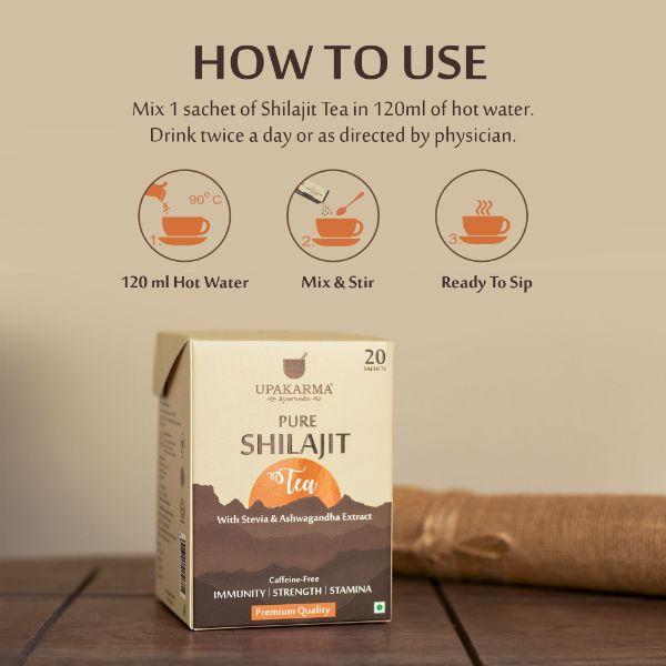 Upakarma Ayurveda Pure Shilajit Tea Sachet (Pack of 20 x 1000 mg) - Teas
