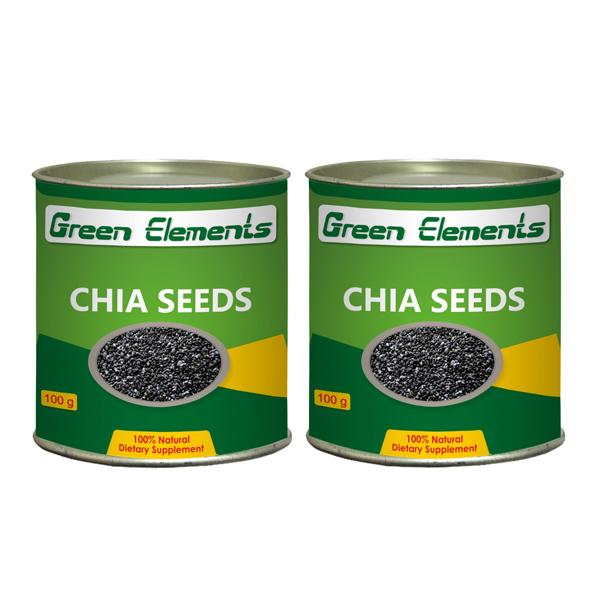 Green Elements Chia Seeds (Pack of 2 x 100 gm) - Nutritional Bars
