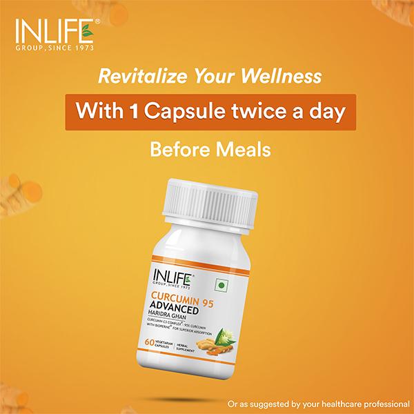 INLIFE Curcumin 95 Advanced 500 mg Vegetarian Capsule 60's - Herbal Dietary Supplement