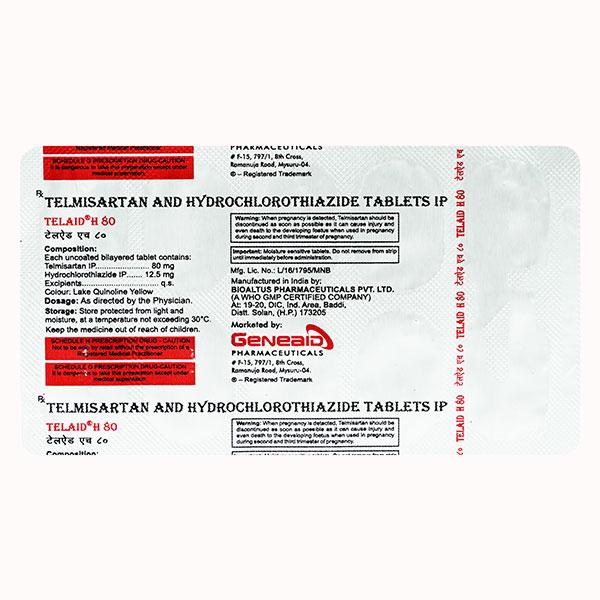TELAID H 80 Tablet 10's - Hypertension-Ang
