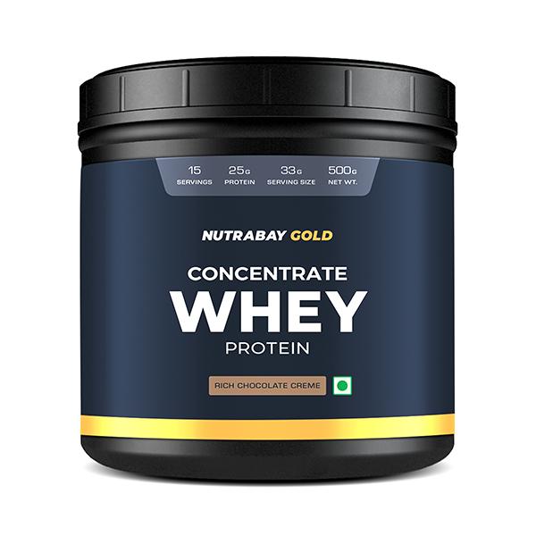 Netmeds | Nutrabay Gold Concentrate Whey Protein - Rich Chocolate Cream 500 gm