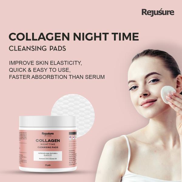Rejusure Collagen Night Time Cleaning Pads 25's - Face Wash & Cleansers