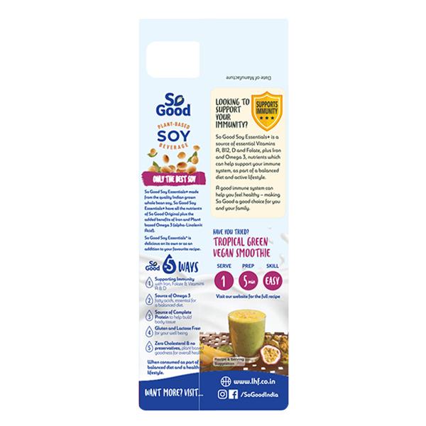 So Good Plant Based Soy Beverage Drink 1 litre - Nutritional Supplement