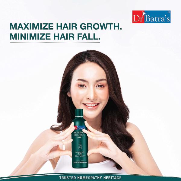 Dr Batra's Hair Fall Control Oil - Tulsi Extract, Brahmi Oil & Thuja (Pack of 2 x 200 ml) - Hair Oils