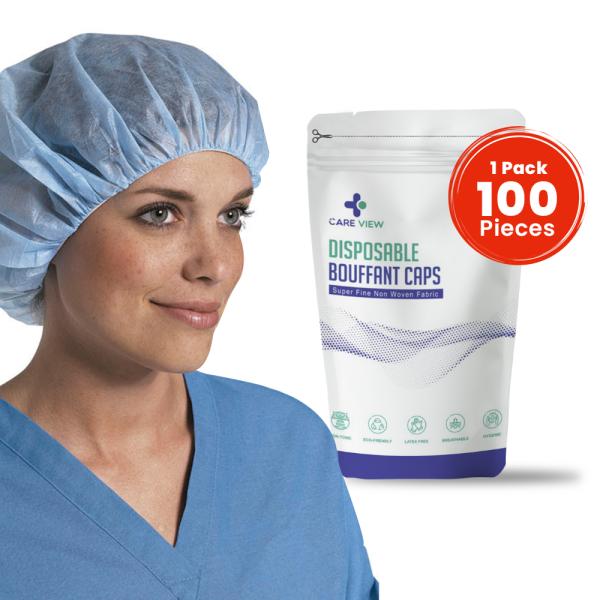 Care View Disposable Non-Woven Bouffant Caps - Blue 100's - Others