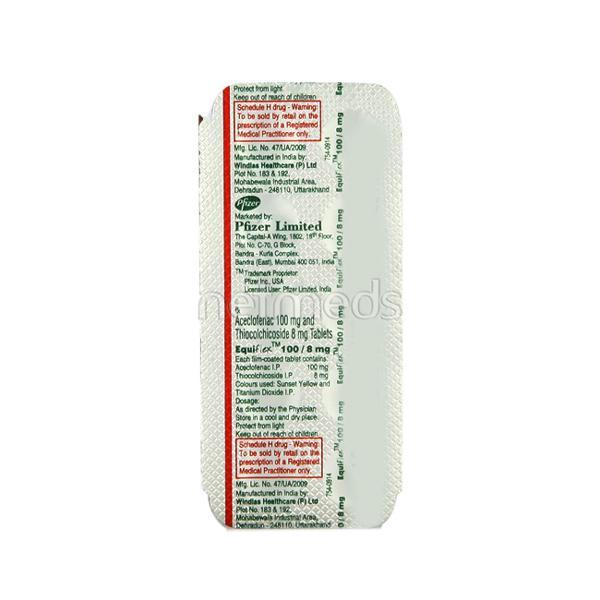 Equiflex 100/8mg Tablet 10'S - Muscle Cramps/Spasticity-Mus
