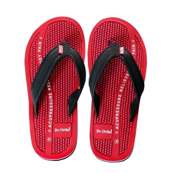 Netmeds | Dr. Ortho Acupressure Slippers Pair - Red UK 7
