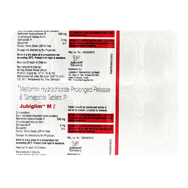 Jubiglim M 2mg/500mg Tablet 10'S - Diabetes-Ant