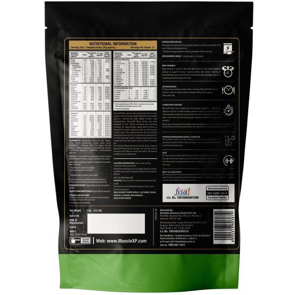 MuscleXP Mass Gainer with Multi Vitamin Powder - Chocolate Fudge 1 kg - Workout Essentials