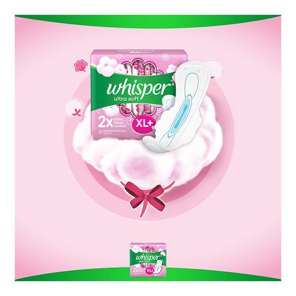 Whisper Ultra Soft Air Fresh Sanitary Pads (XL +) 15's - Sanitary Napkins