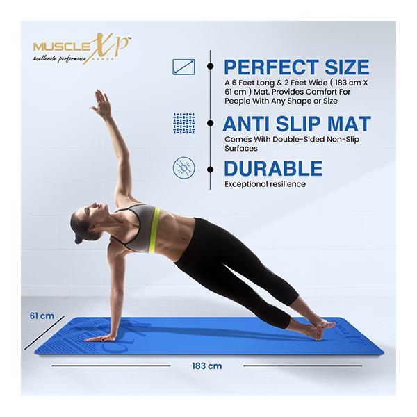 MuscleXP Pure EVA Material Yoga Mat with Cover Bag - Blue 1's - Workout Essentials
