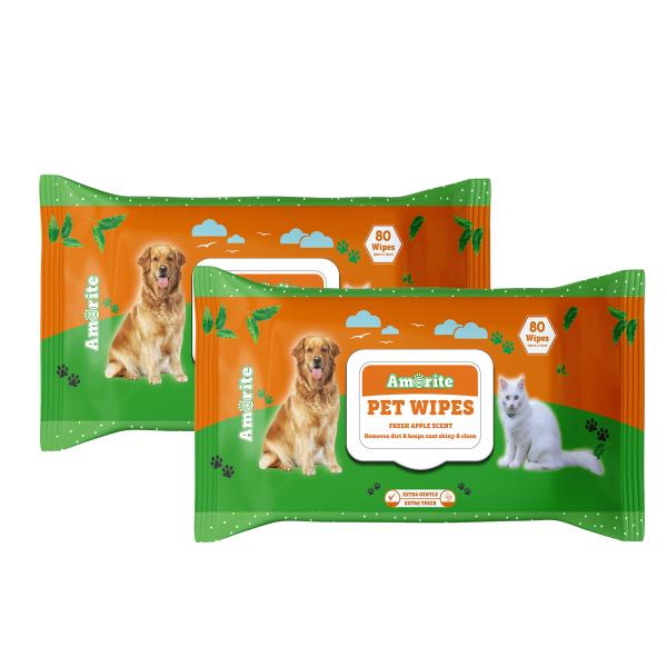 Netmeds | Amorite Pet Wipes For Dogs & Cats (Pack Of 2 X 80S) 1's